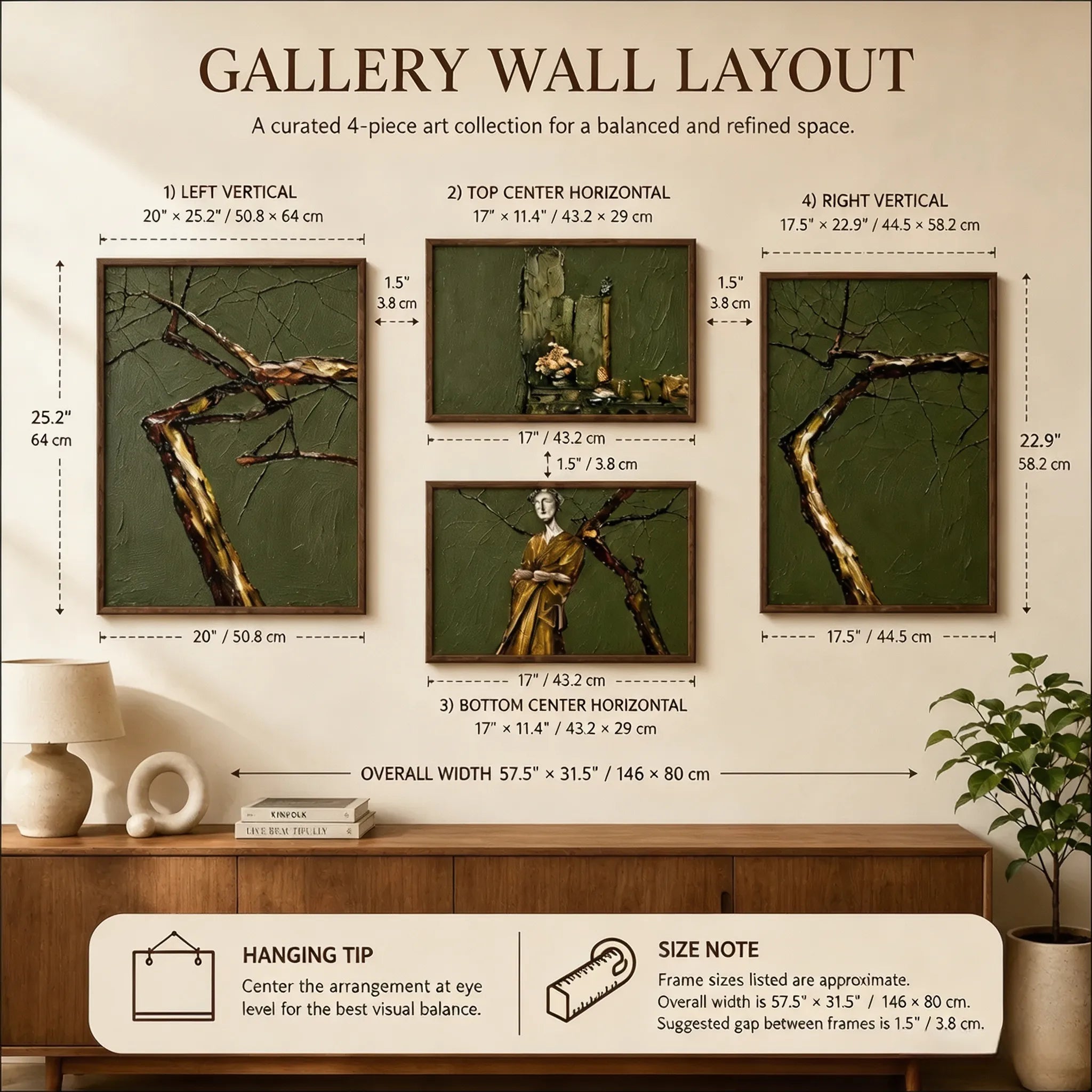 Golden Muse Among the Branches Gallery Wall (Including 4 Piece)