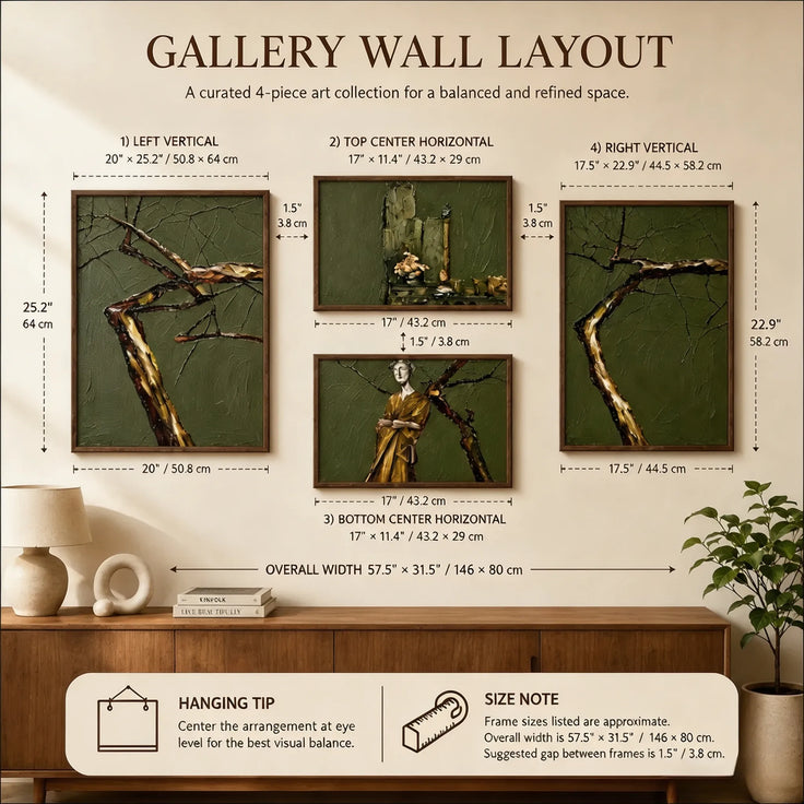 Golden Muse Among the Branches Gallery Wall (Including 4 Piece)
