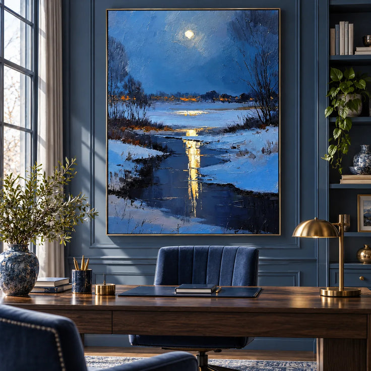 Moonlight Over the Winter River