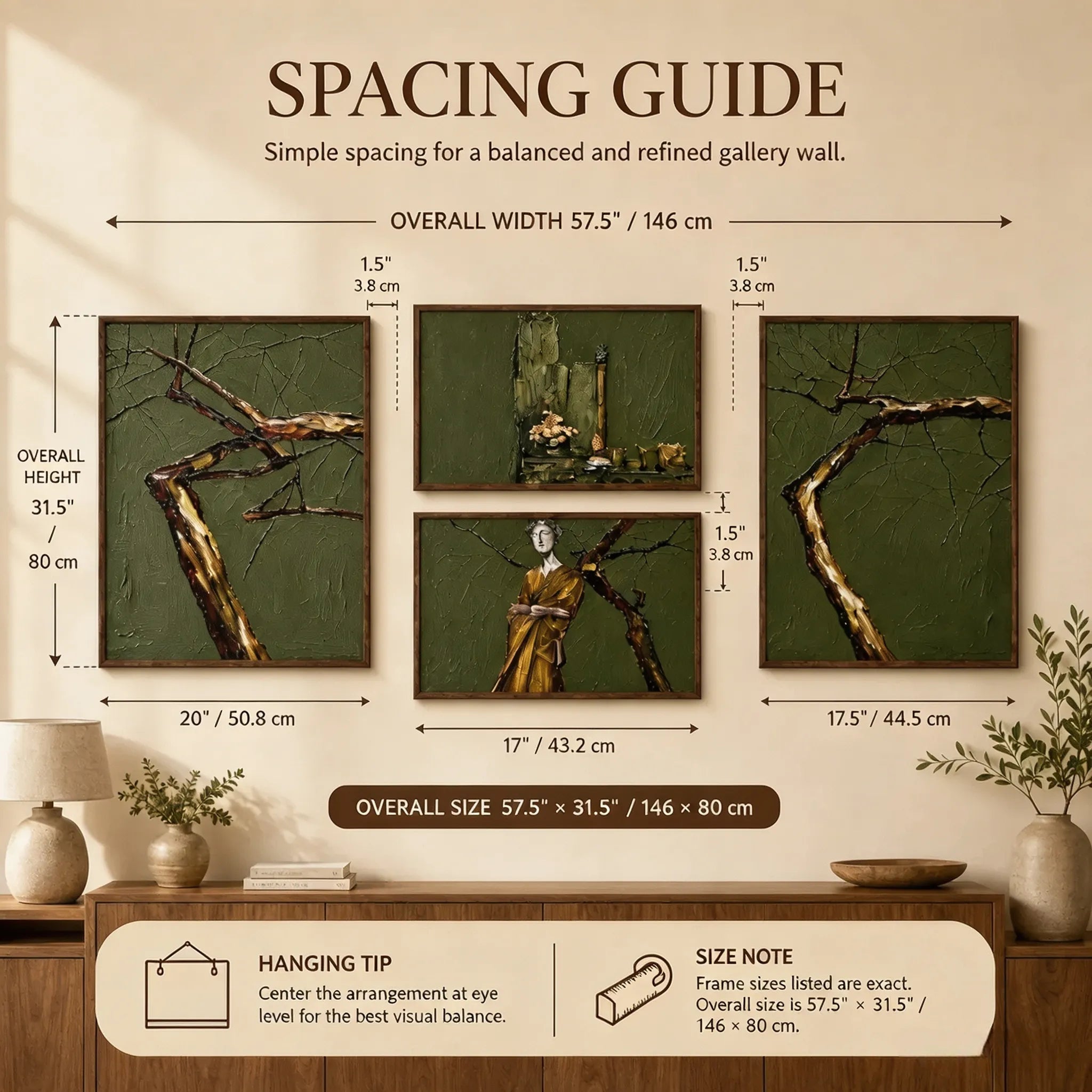 Golden Muse Among the Branches Gallery Wall (Including 4 Piece)