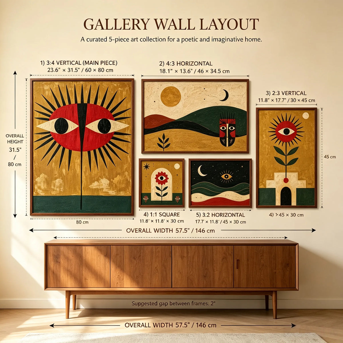 Mystic Folk Gallery Wall Gallery Wall (Including 5 Piece)