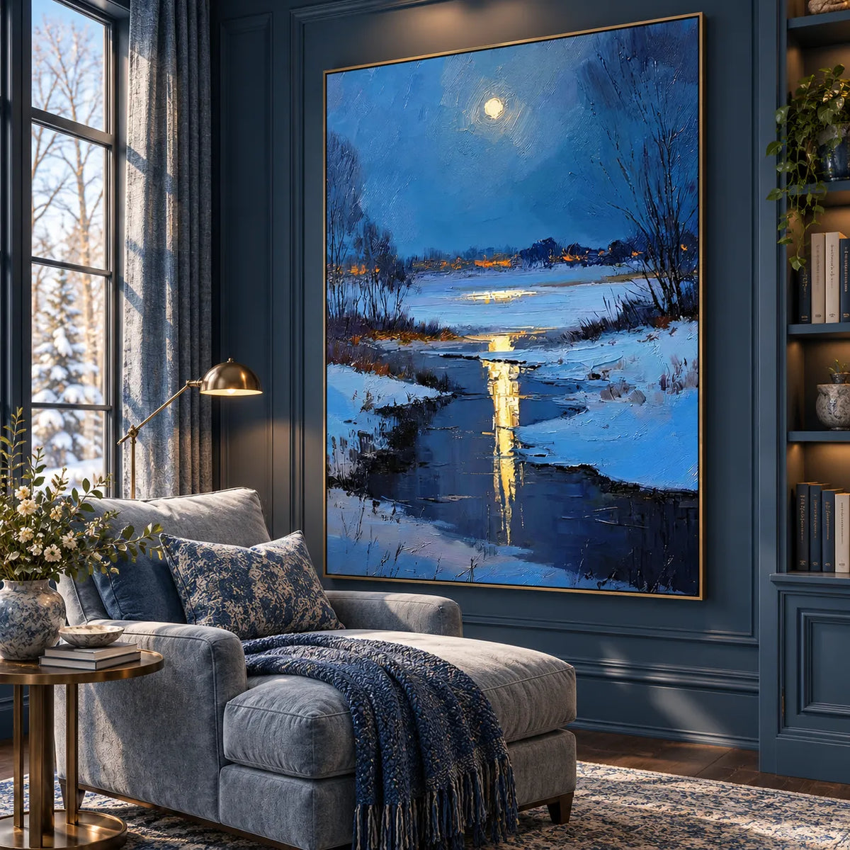 Moonlight Over the Winter River