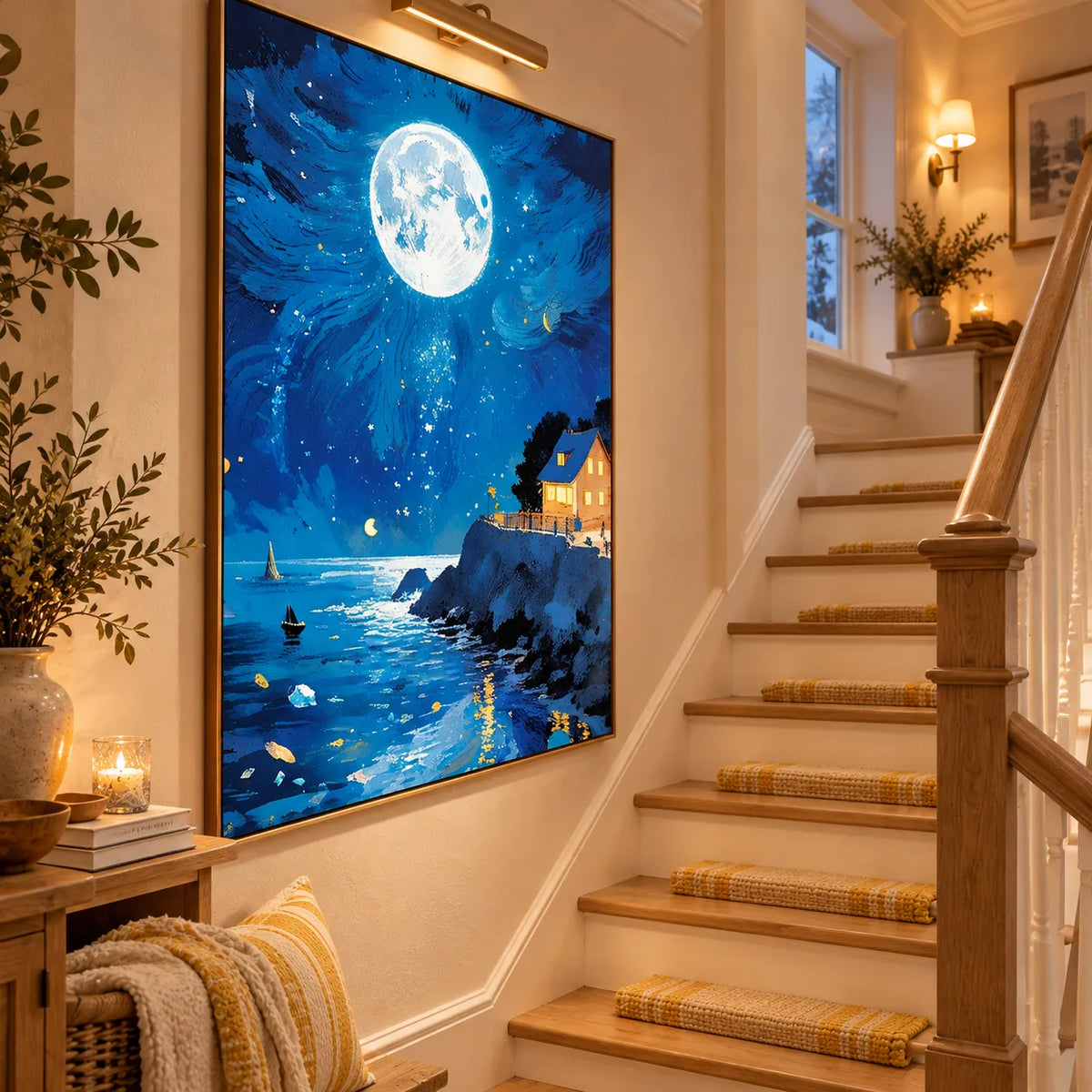 Moonlit Haven by the Sea