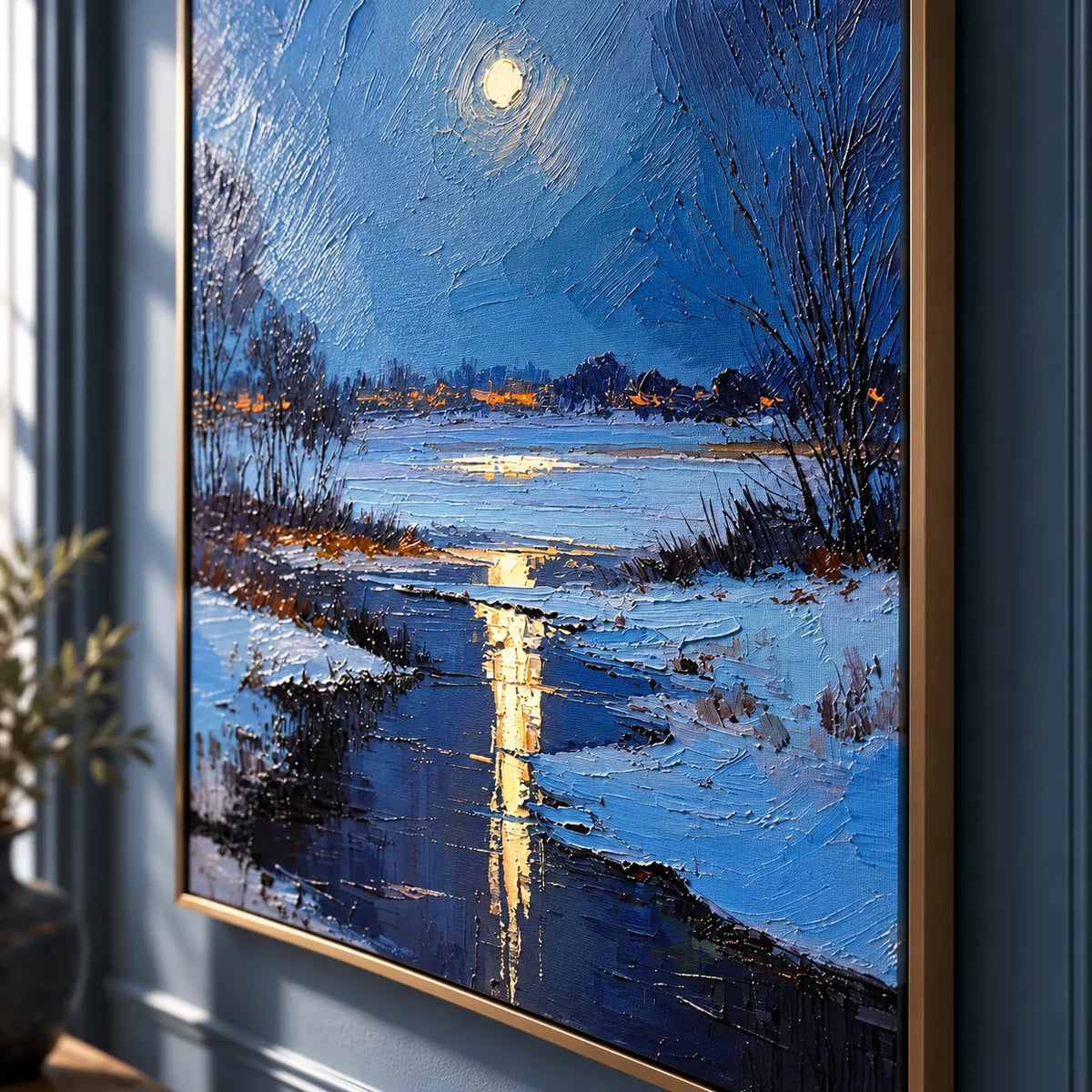 Moonlight Over the Winter River