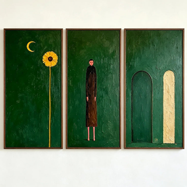 Emerald Solitude Triptych Gallery Wall (Including 3 Piece)