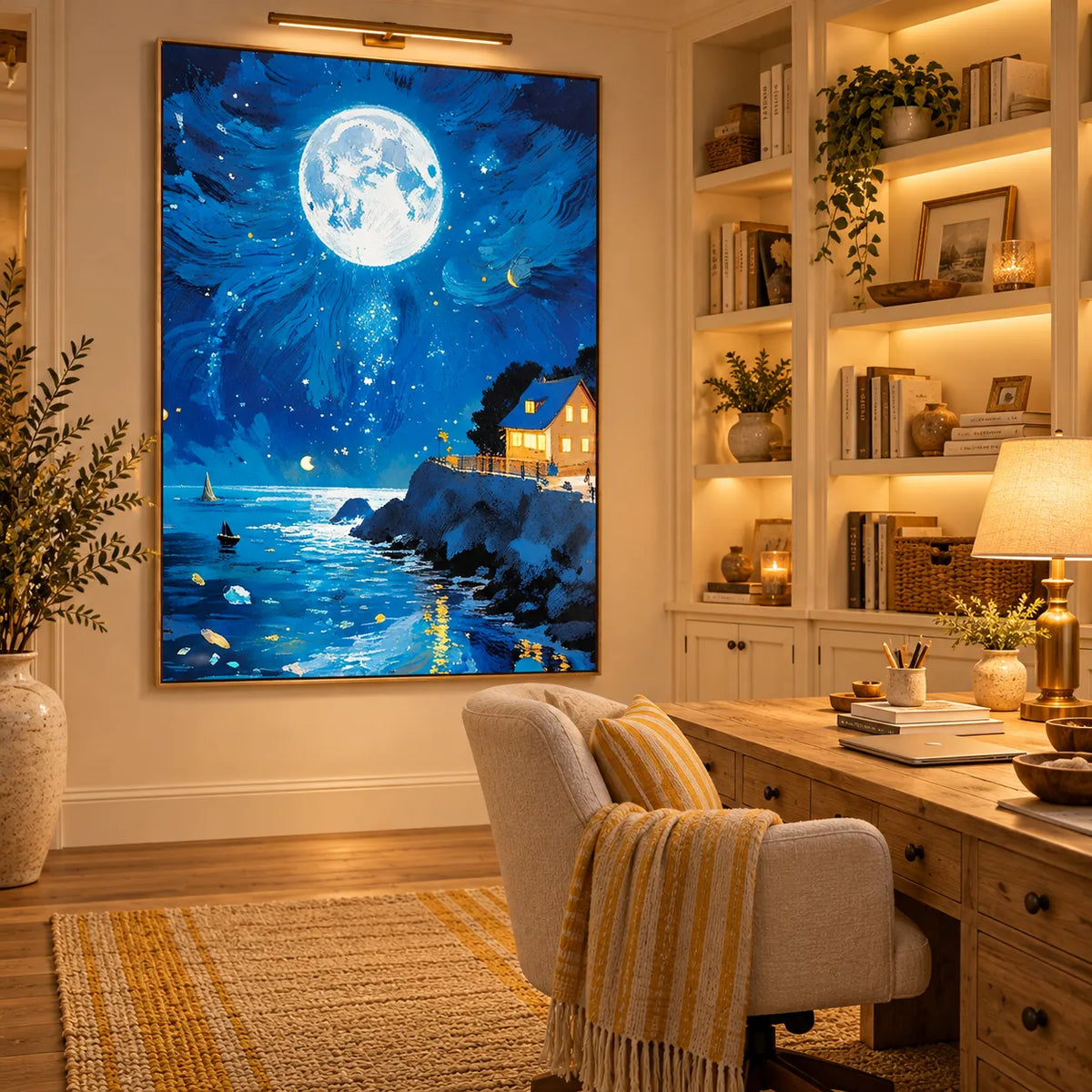 Moonlit Haven by the Sea