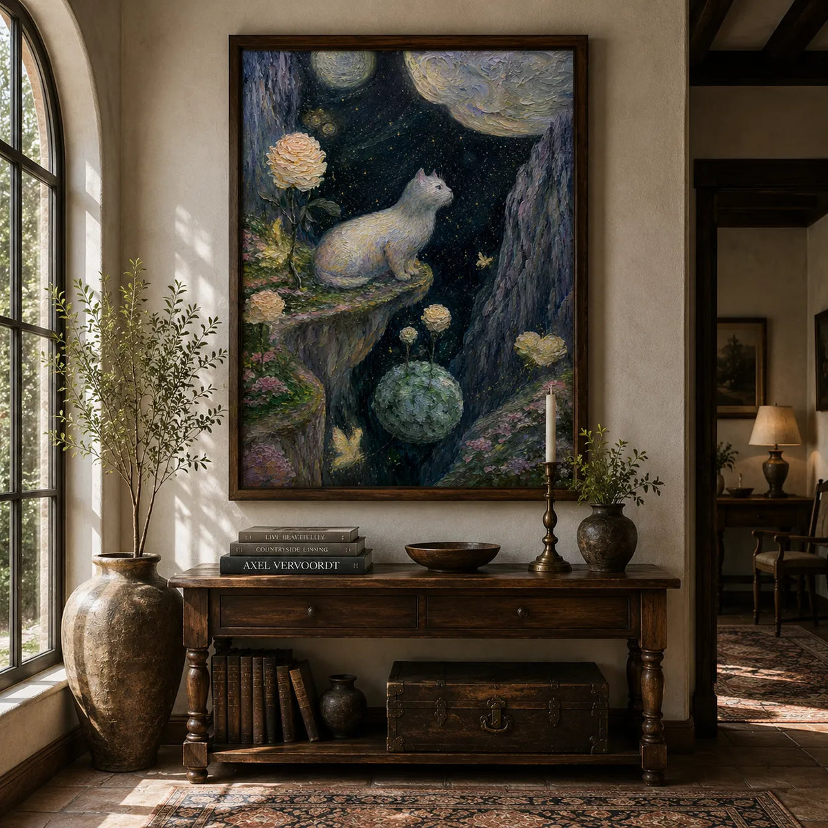 Moonlit White Cat