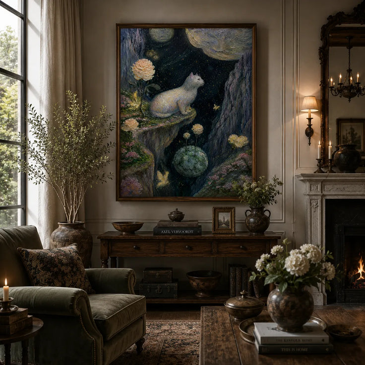 Moonlit White Cat