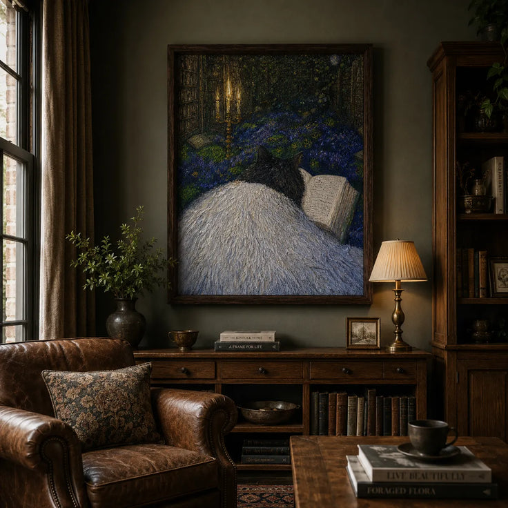 Moonlit Reading Cat
