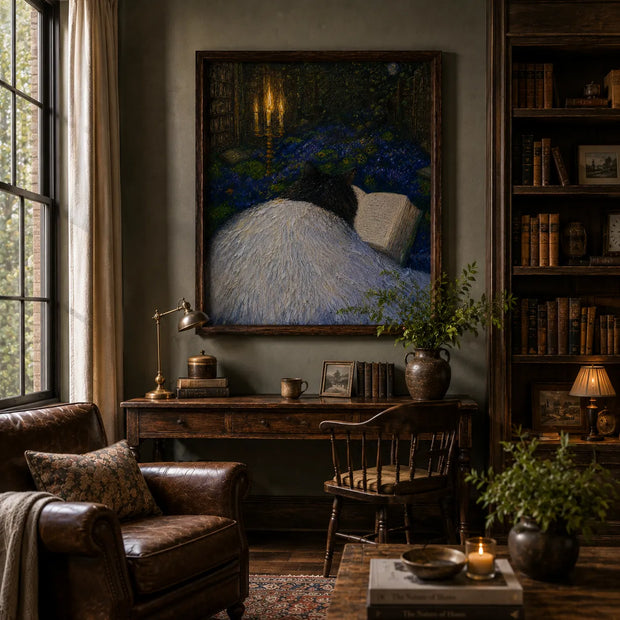 Moonlit Reading Cat