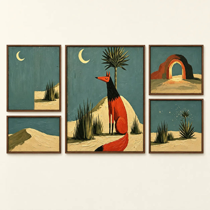 Moonlit Desert Fox Gallery Wall (Including 5 Piece)