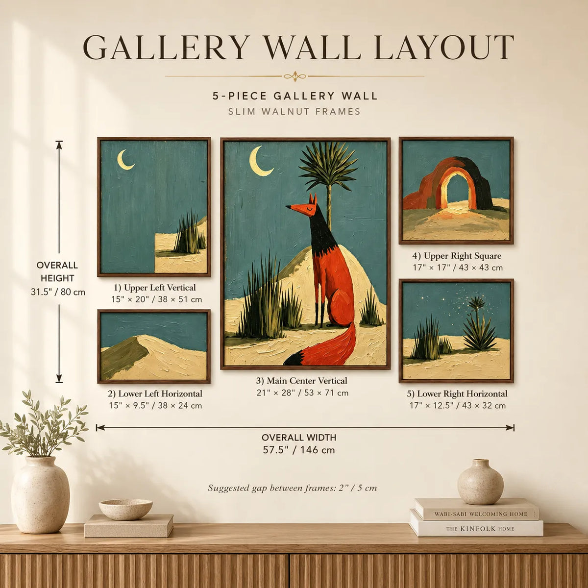Moonlit Desert Fox Gallery Wall (Including 5 Piece)