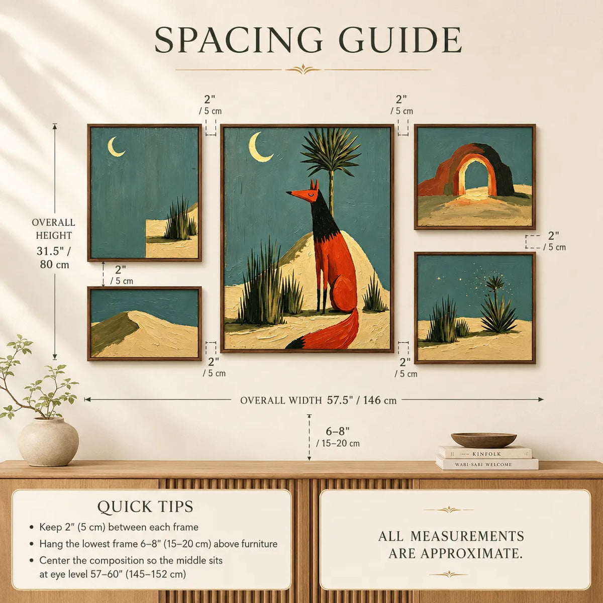 Moonlit Desert Fox Gallery Wall (Including 5 Piece)