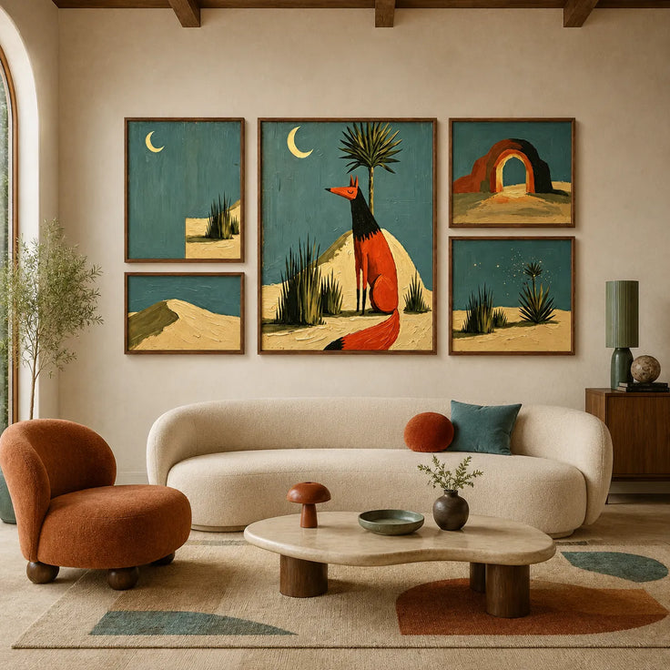 Moonlit Desert Fox Gallery Wall (Including 5 Piece)
