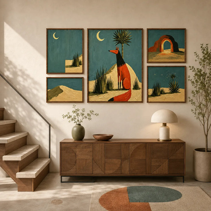 Moonlit Desert Fox Gallery Wall (Including 5 Piece)