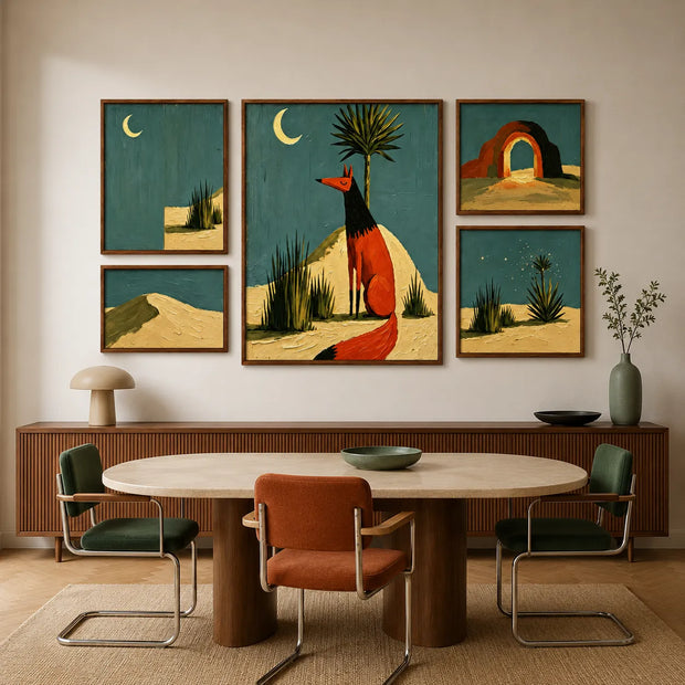 Moonlit Desert Fox Gallery Wall (Including 5 Piece)