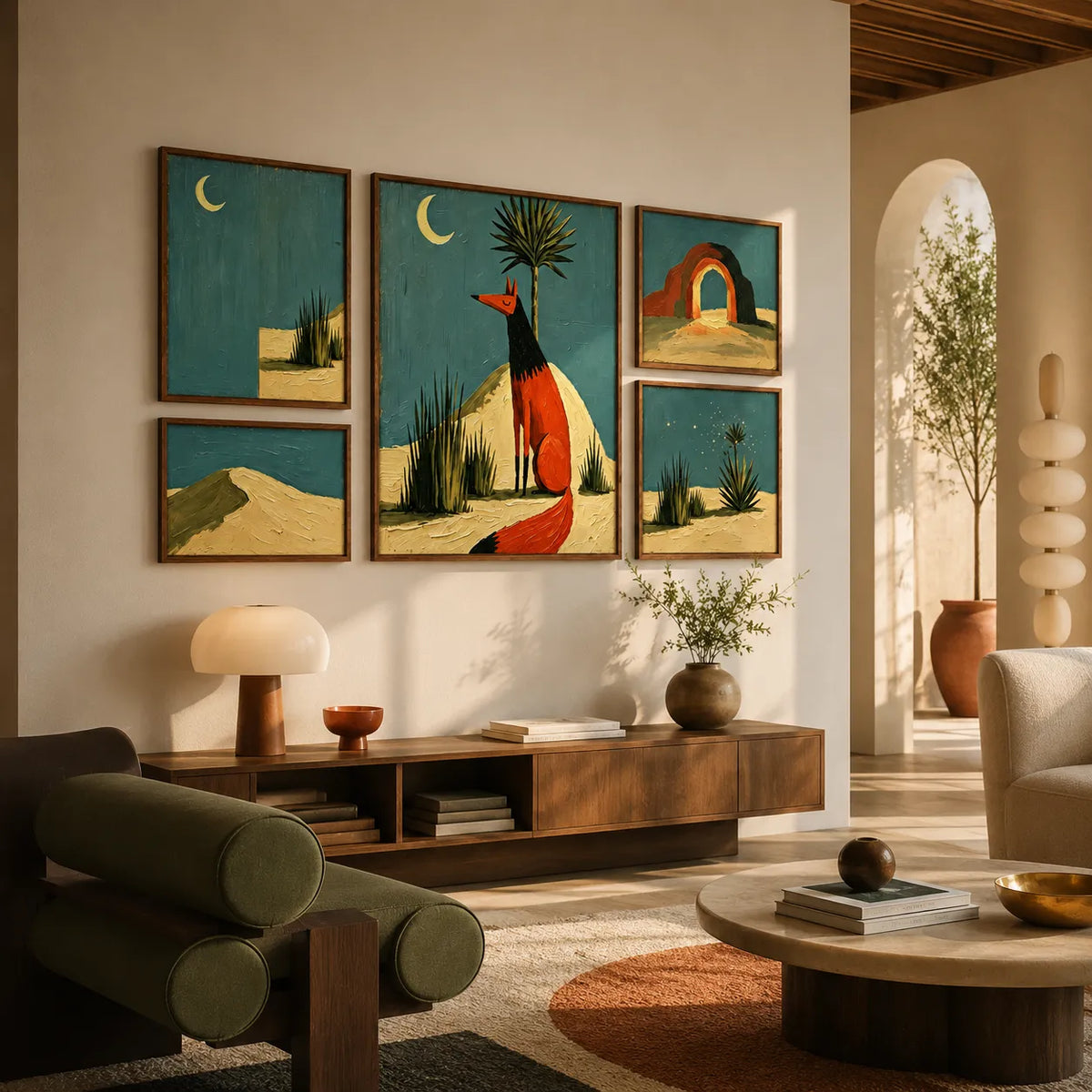 Moonlit Desert Fox Gallery Wall (Including 5 Piece)