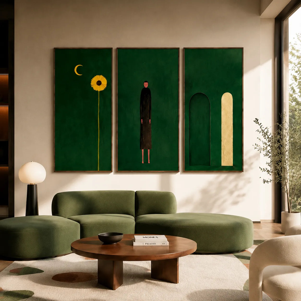 Emerald Solitude Triptych Gallery Wall (Including 3 Piece)