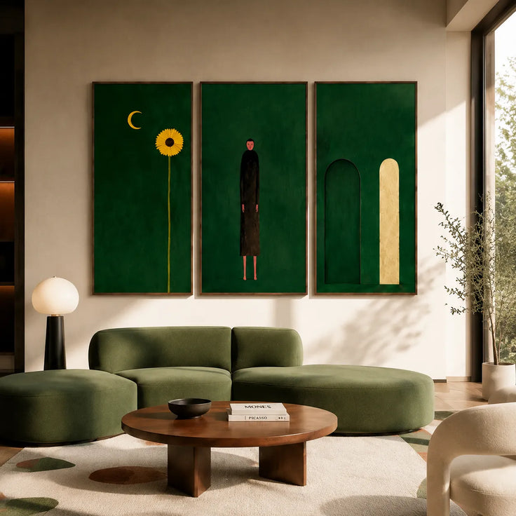 Emerald Solitude Triptych Gallery Wall (Including 3 Piece)