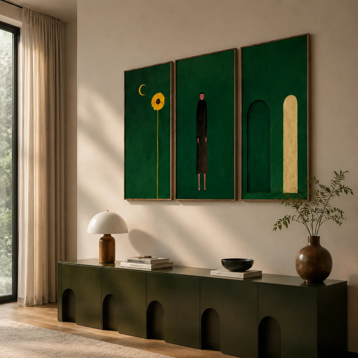 Emerald Solitude Triptych Gallery Wall (Including 3 Piece)