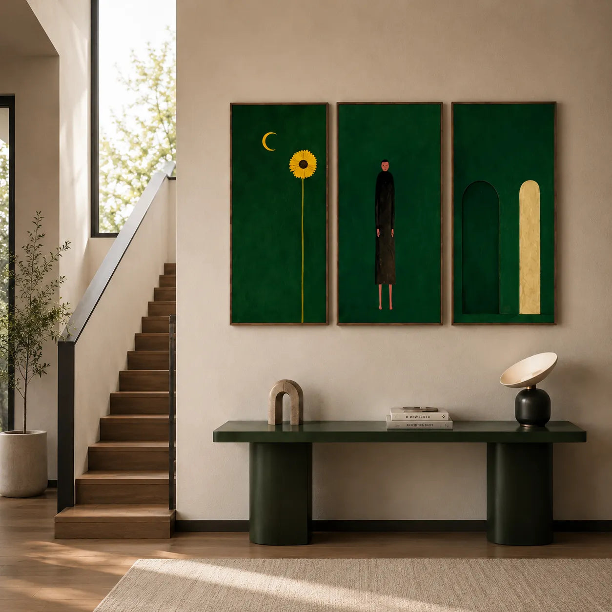Emerald Solitude Triptych Gallery Wall (Including 3 Piece)
