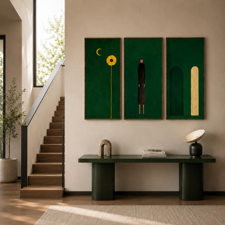 Emerald Solitude Triptych Gallery Wall (Including 3 Piece)