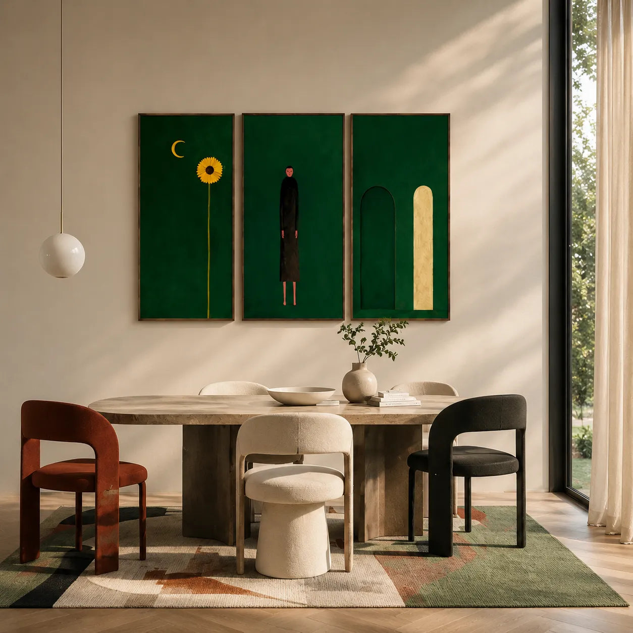 Emerald Solitude Triptych Gallery Wall (Including 3 Piece)