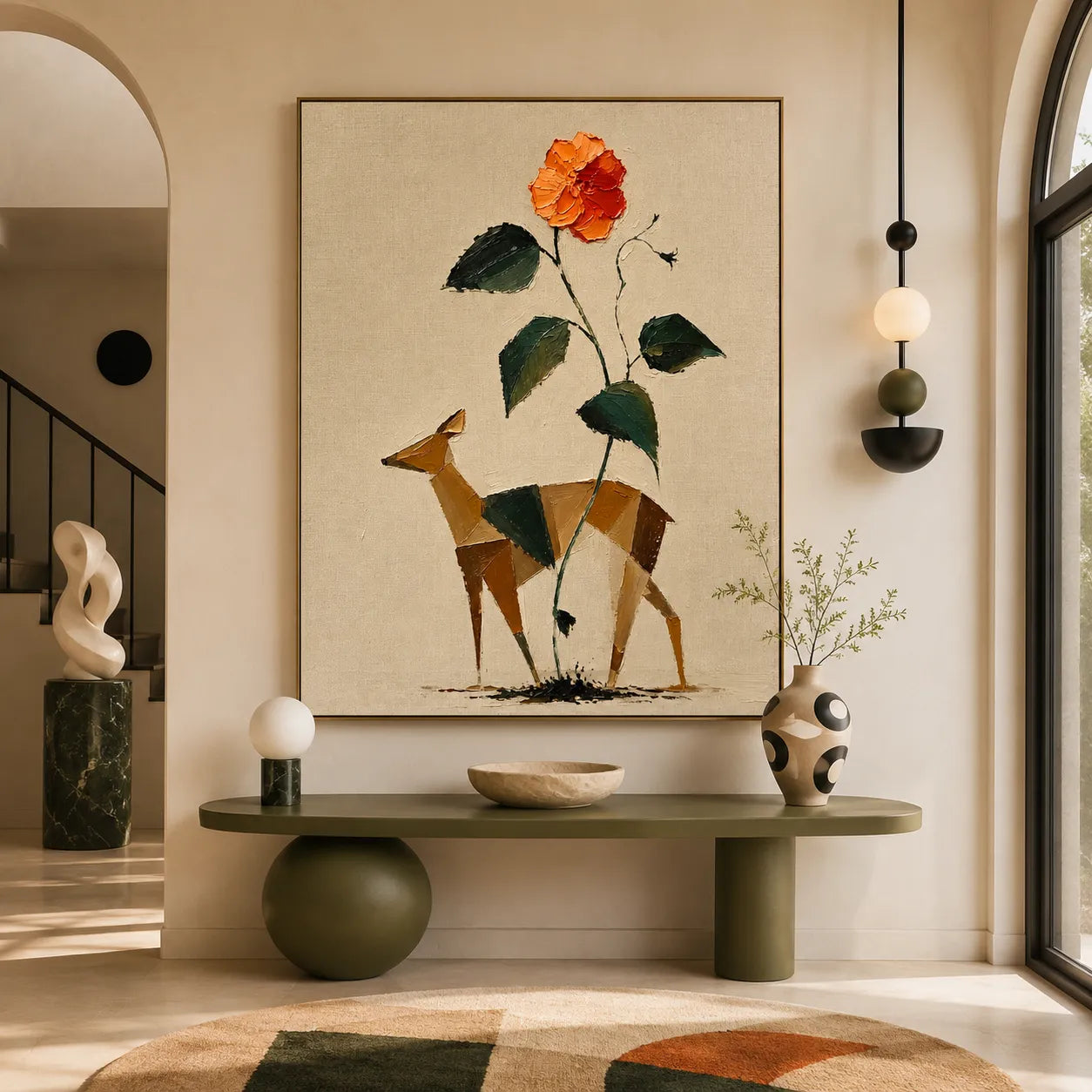 Geometric Fawn and Rose