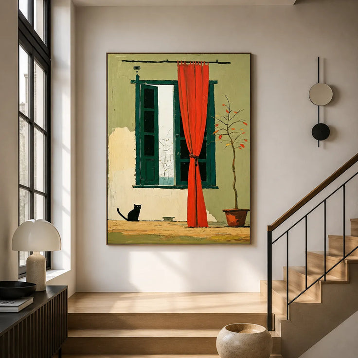 The Cat by the Crimson Curtain