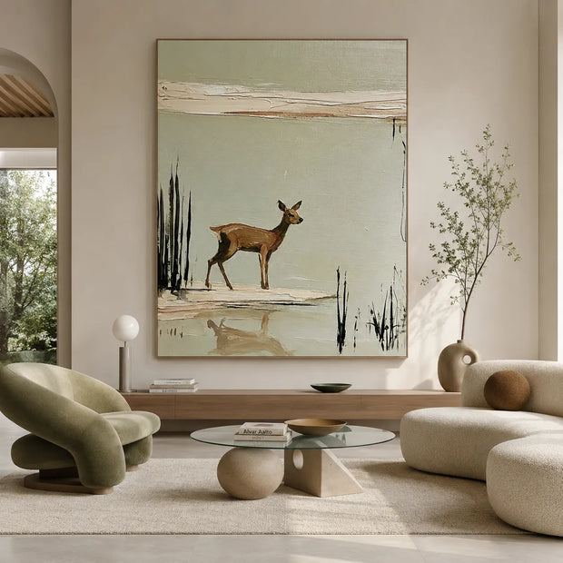 Solitary Deer by the Water