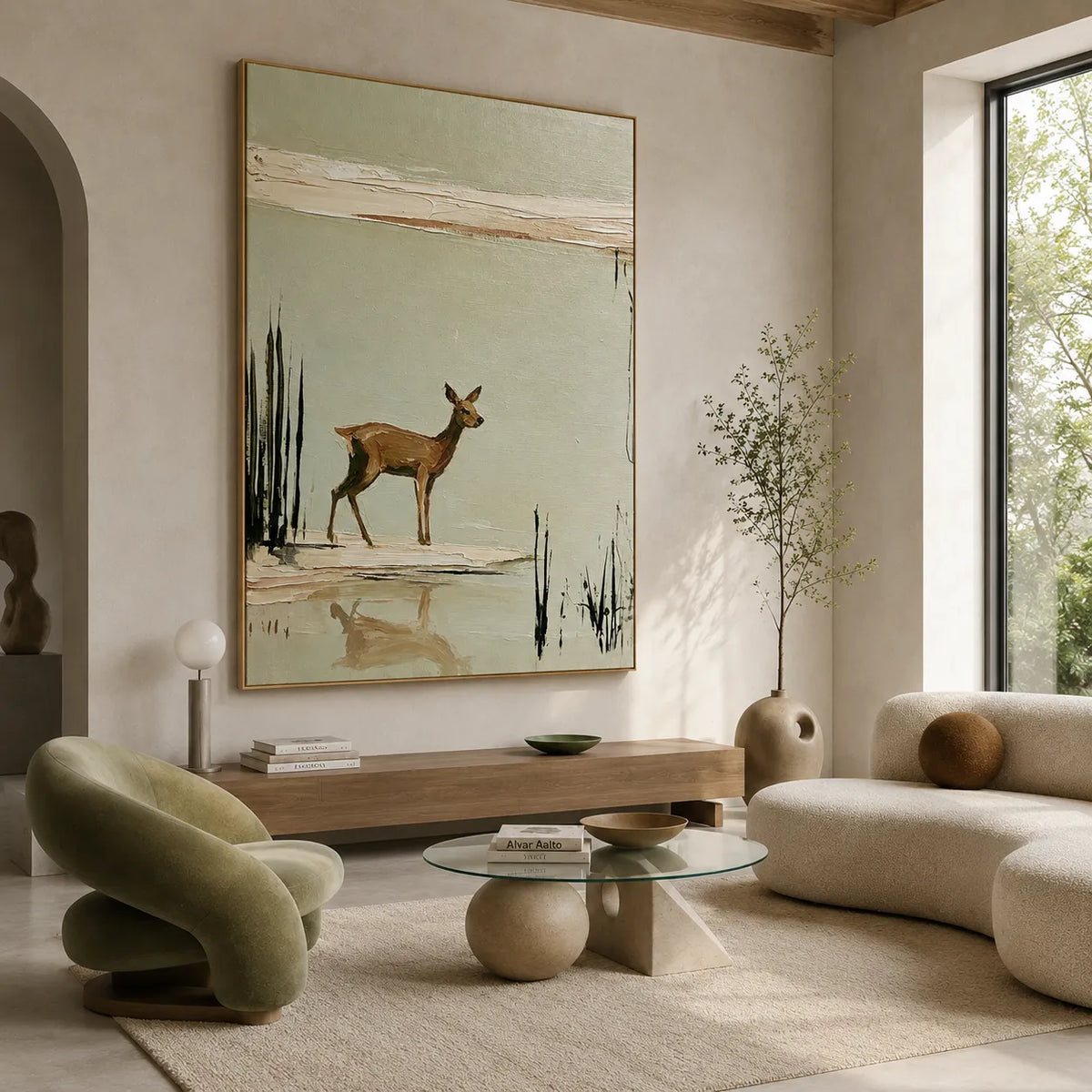 Solitary Deer by the Water