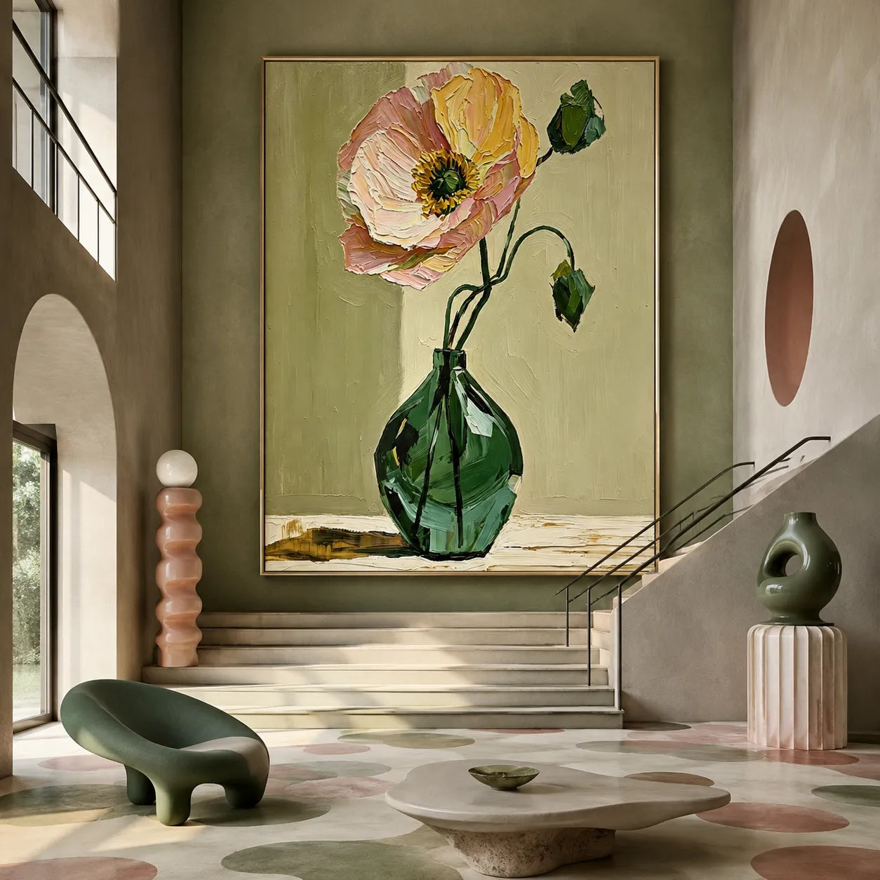 Modern Bloom in Emerald Vase