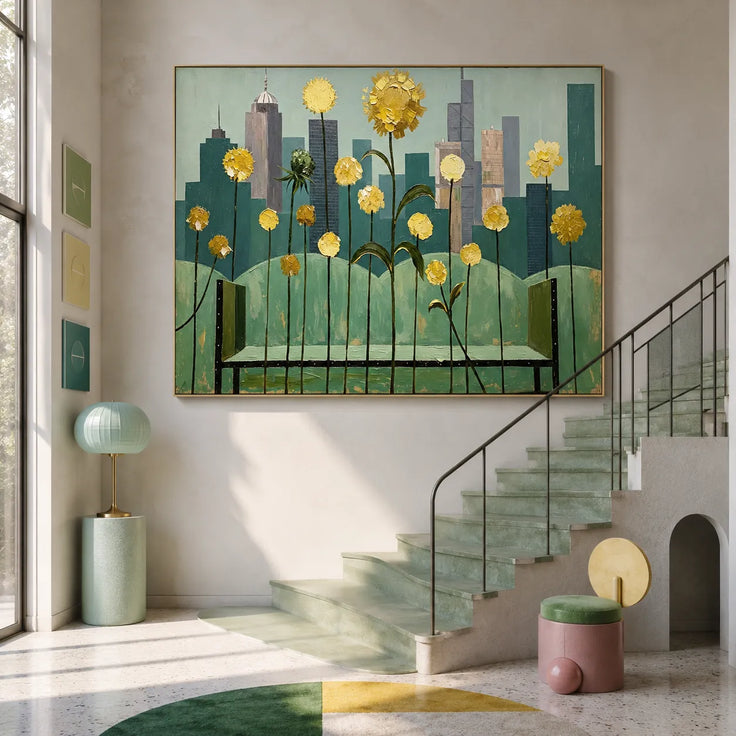 Golden Blooms Cityscape