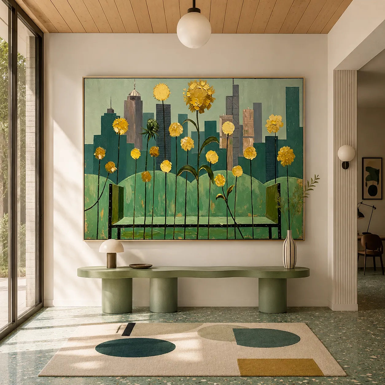 Golden Blooms Cityscape