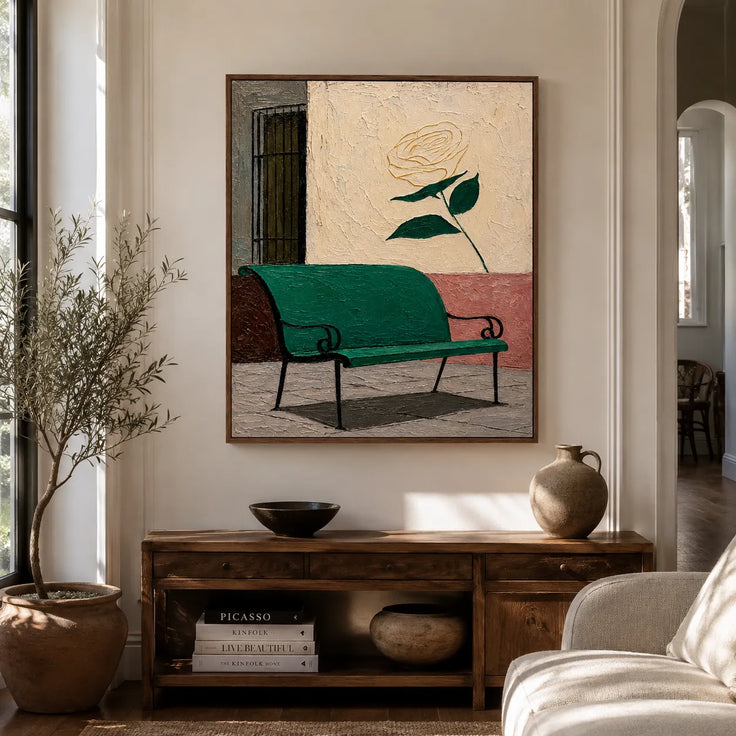 Teal Bench Rose