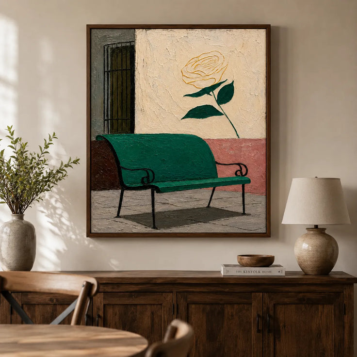 Teal Bench Rose