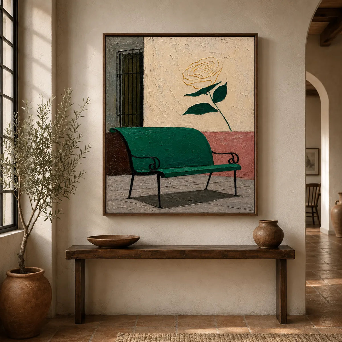 Teal Bench Rose
