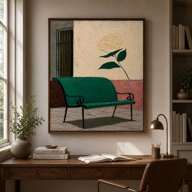 Teal Bench Rose
