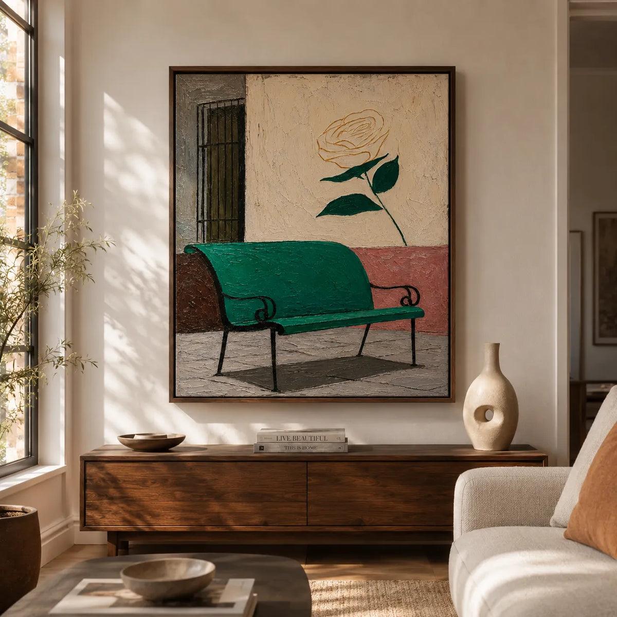 Teal Bench Rose