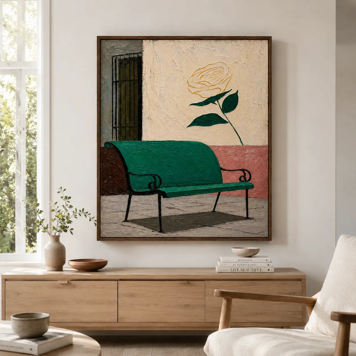 Teal Bench Rose