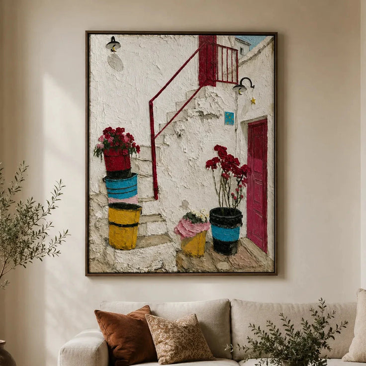 White Stairway Flower Pots