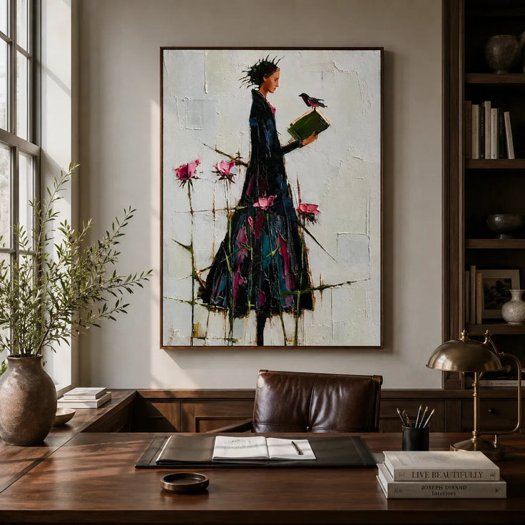 Lady with Bird and Book