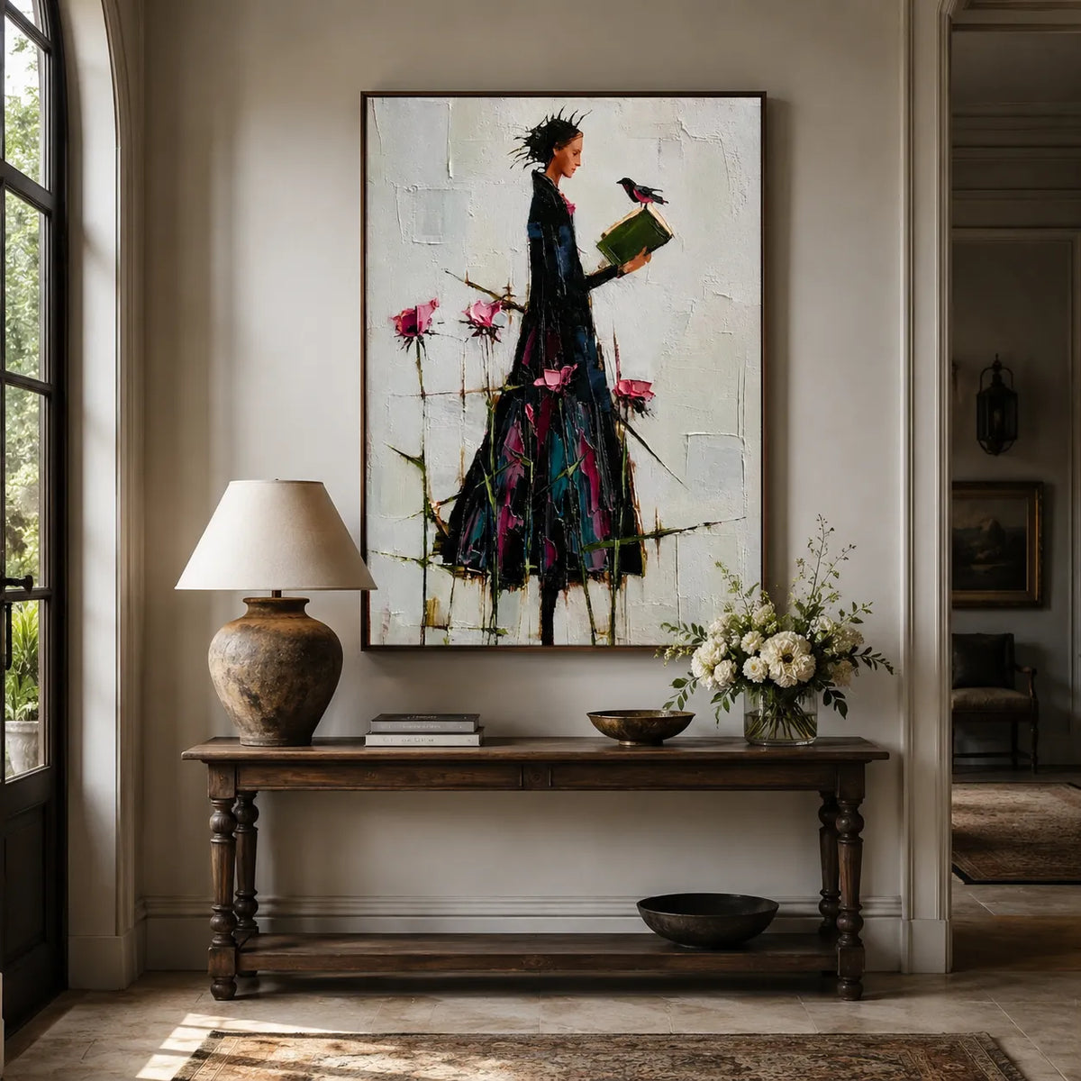 Lady with Bird and Book