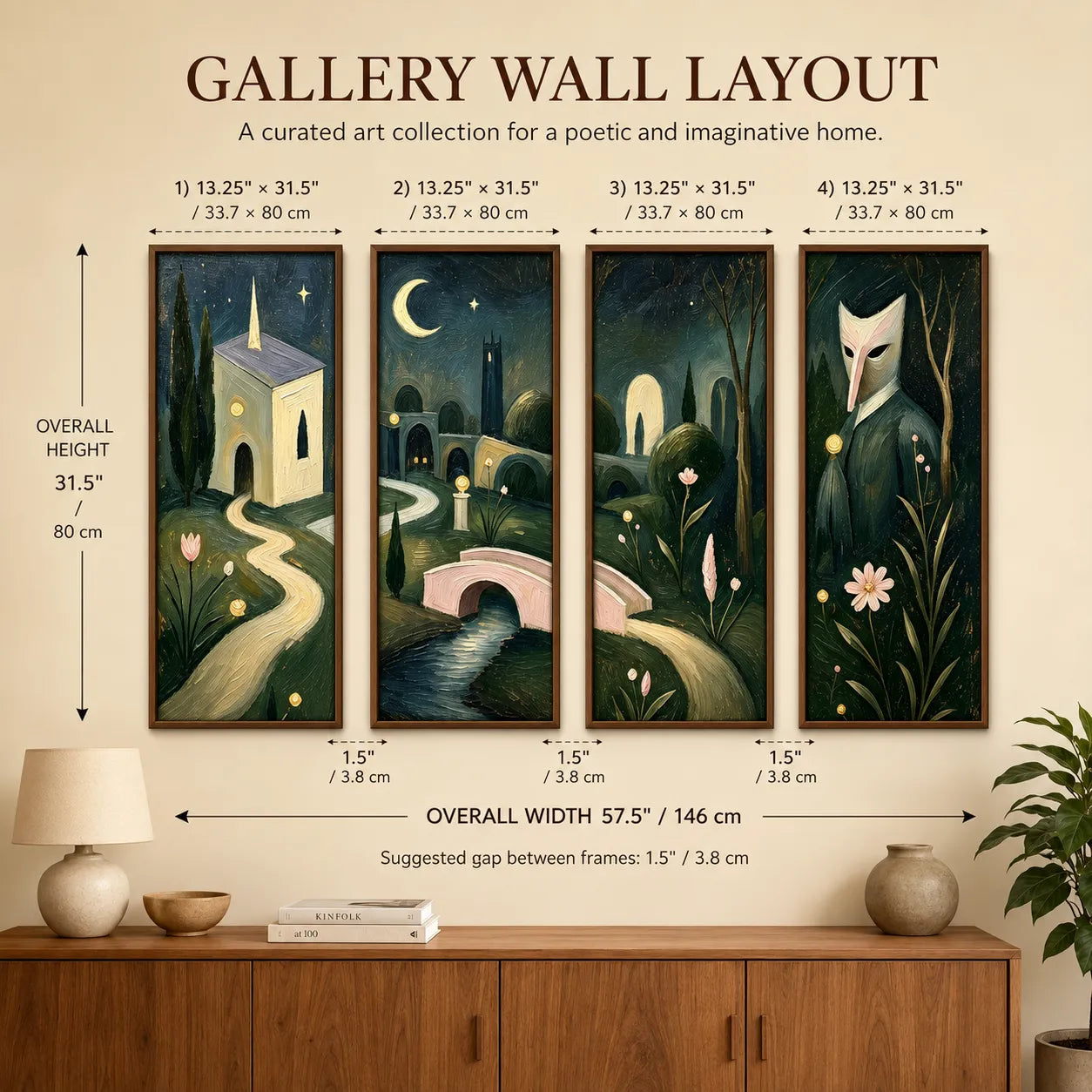Moonlit Enchanted Garden Gallery Wall (Including 4 Piece)
