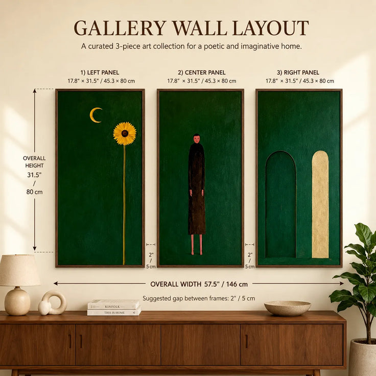 Emerald Solitude Triptych Gallery Wall (Including 3 Piece)