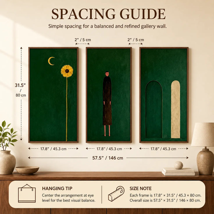 Emerald Solitude Triptych Gallery Wall (Including 3 Piece)