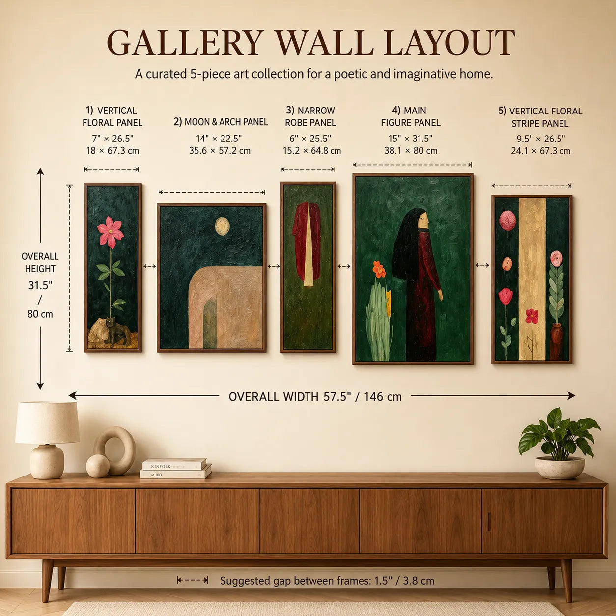 Midnight Bloom Journey Gallery Wall (Including 5 Piece)