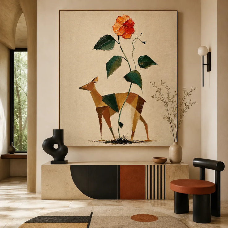 Geometric Fawn and Rose