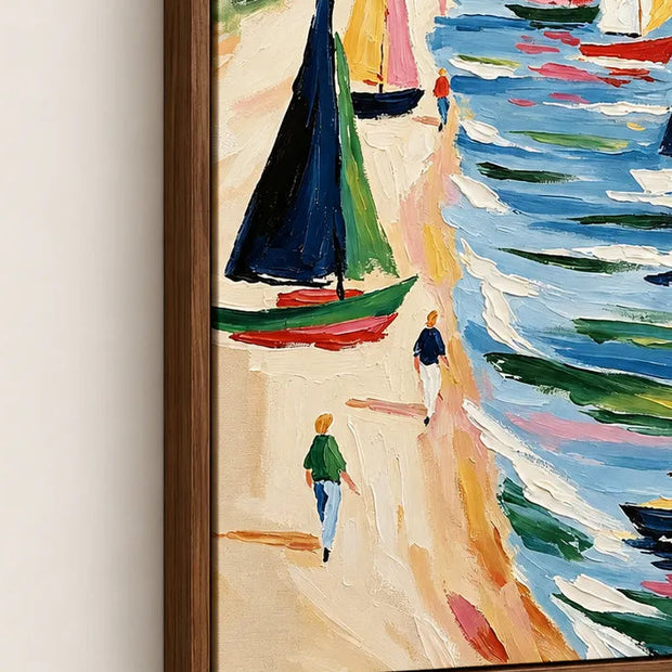 Colorful Sailboats by the Shore