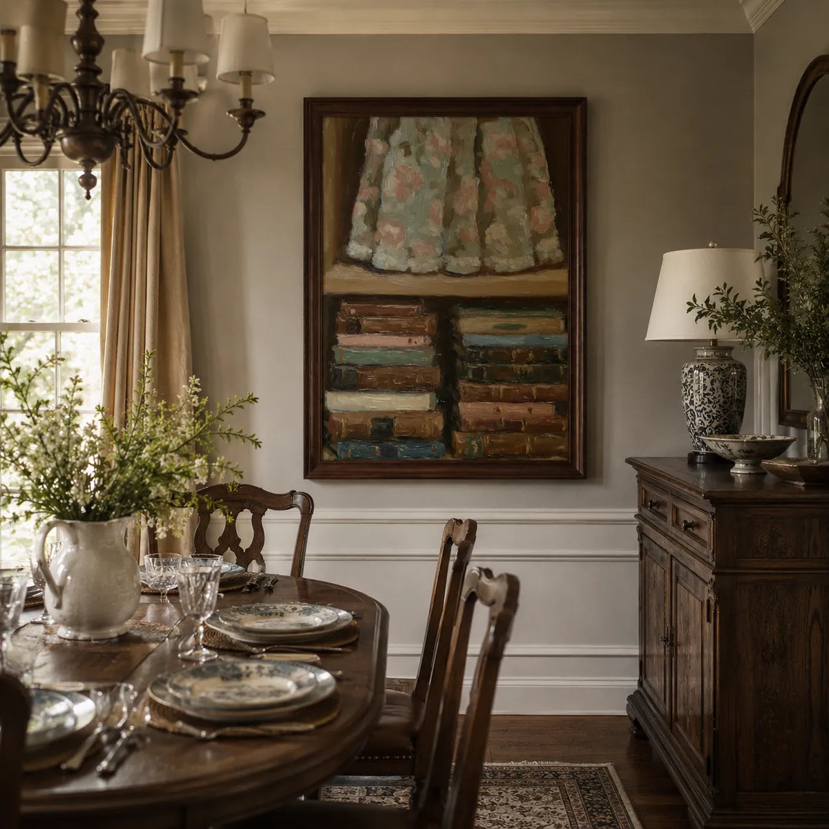 Rose Linen & Bookshelf